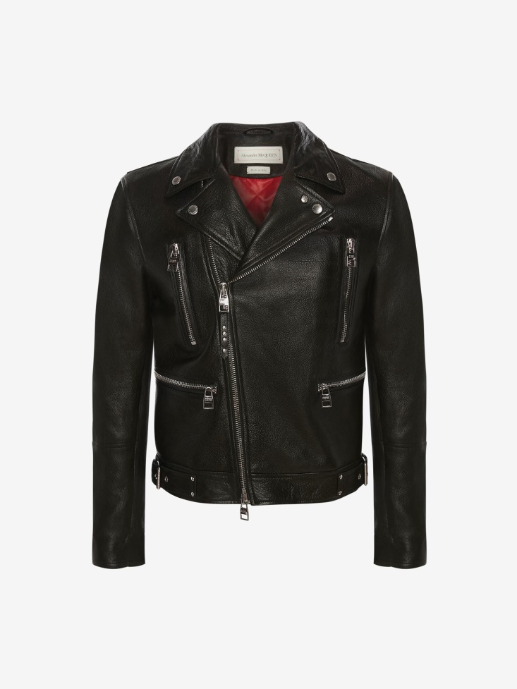 Fashion Alexander McQueen Black Men's in Classic Leather Biker Jacket