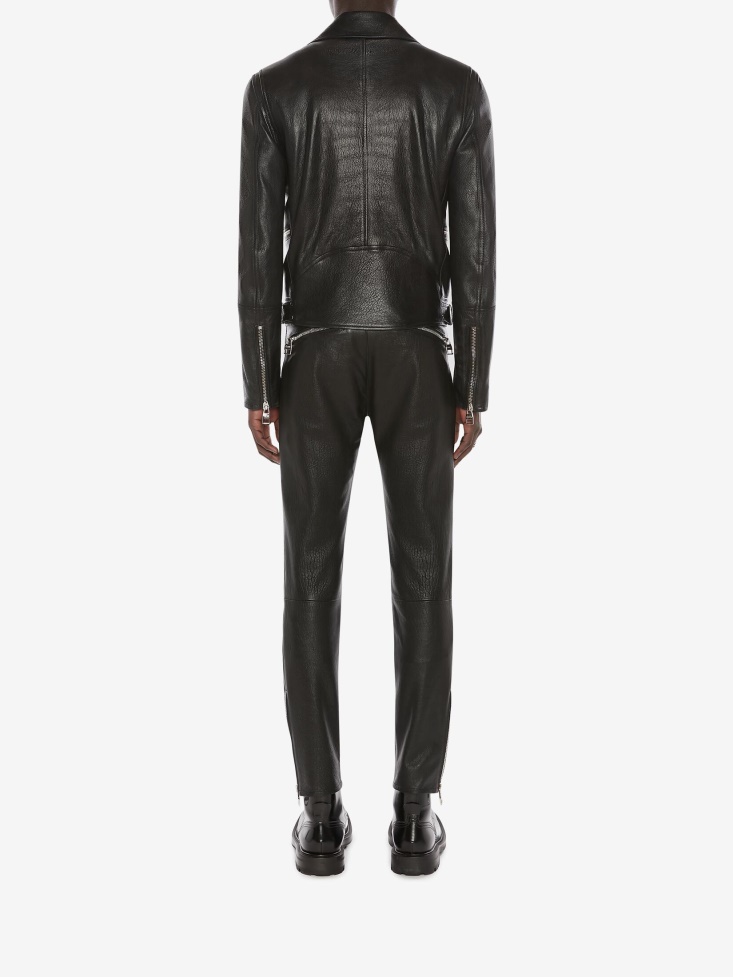 Fashion Alexander McQueen Black Men's in Classic Leather Biker Jacket