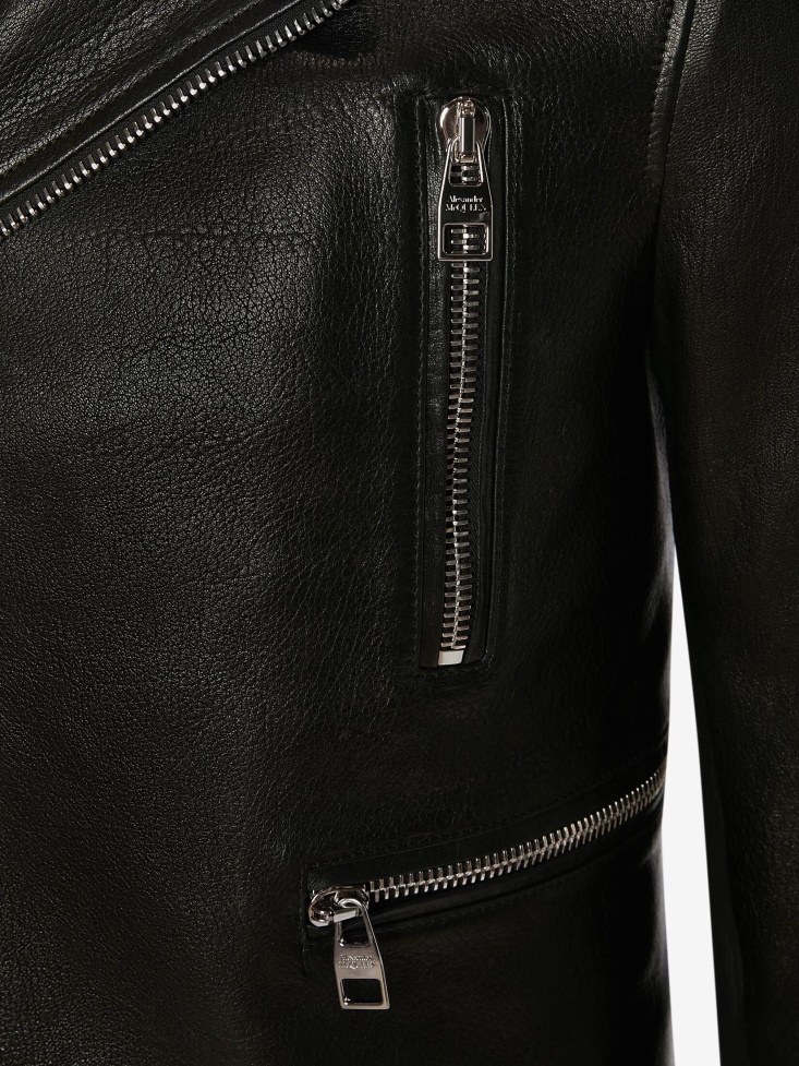 Fashion Alexander McQueen Black Men's in Classic Leather Biker Jacket