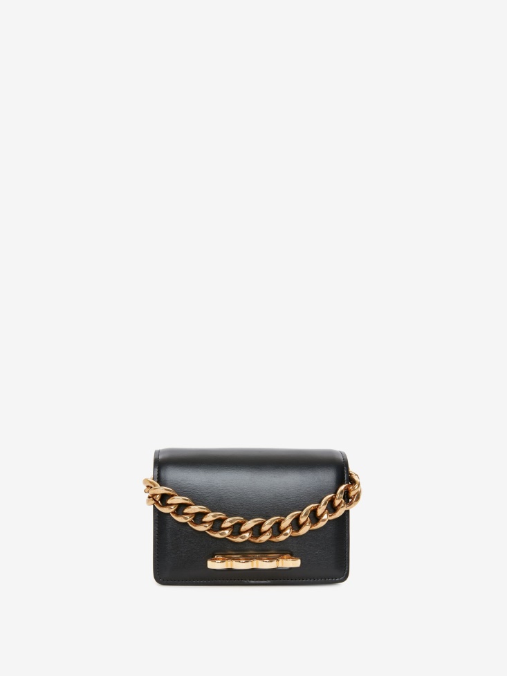 Fashion Alexander McQueen Women's The Four Ring Mini With Chain Black