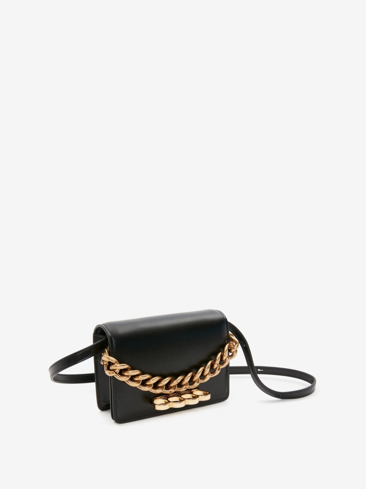 Fashion Alexander McQueen Women's The Four Ring Mini With Chain Black