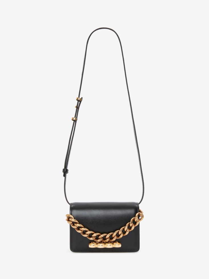 Fashion Alexander McQueen Women's The Four Ring Mini With Chain Black