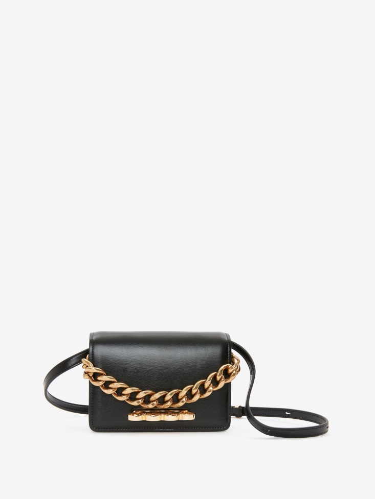 Fashion Alexander McQueen Women's The Four Ring Mini With Chain Black