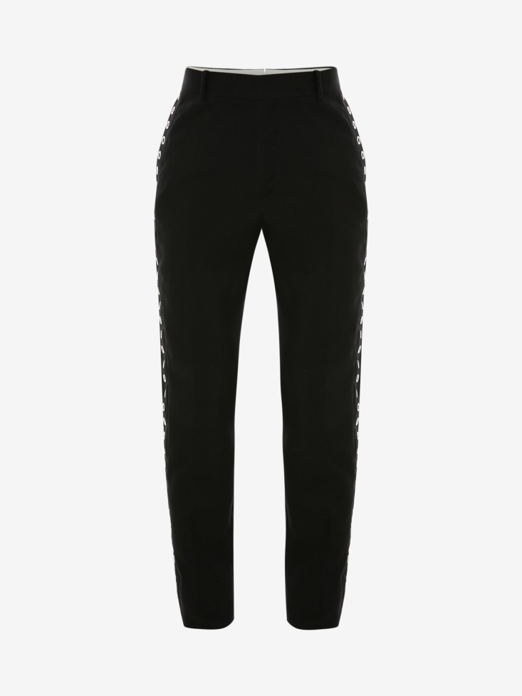 Men's Eyelets Cigarette Trousers Black Fashion Alexander McQueen