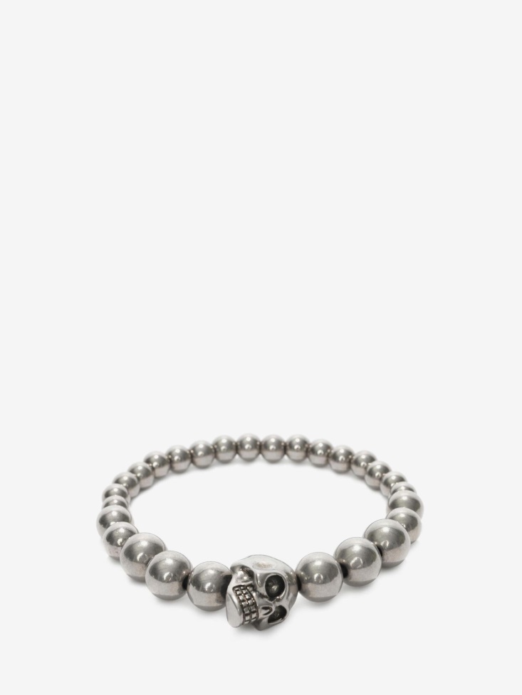 Men's Skull Multibeaded Bracelet Fashion Alexander McQueen Silver