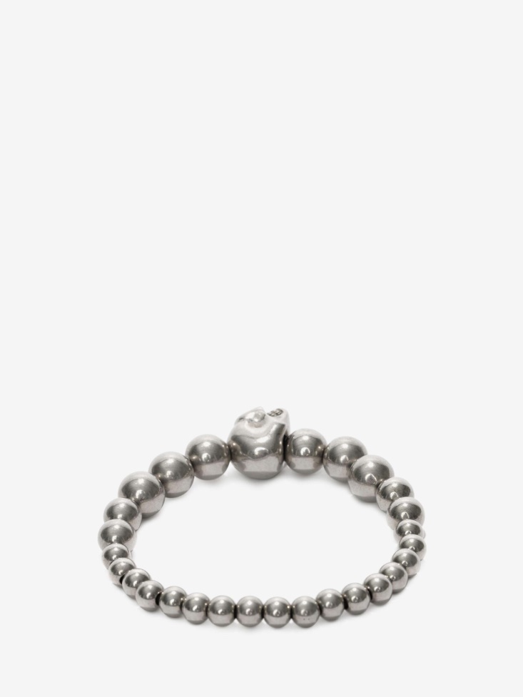 Men's Skull Multibeaded Bracelet Fashion Alexander McQueen Silver