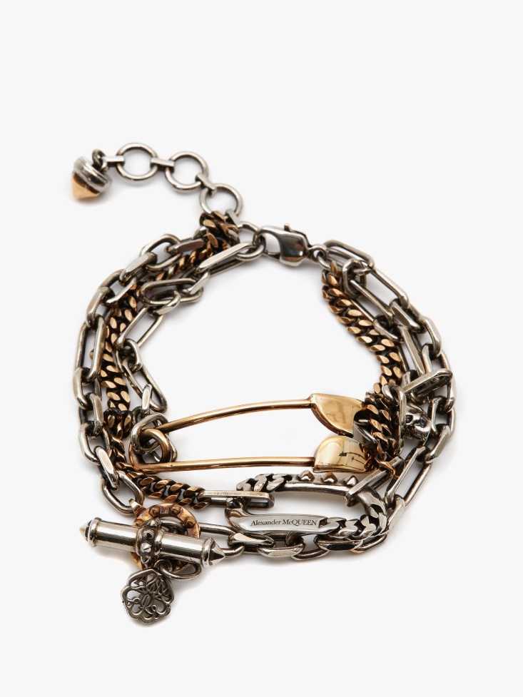 Gold/Silver Fashion Alexander McQueen Women's Safety Pin Bracelet
