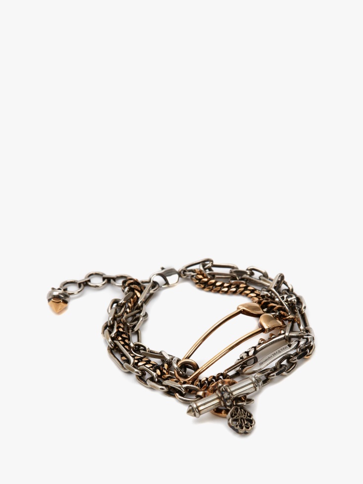 Gold/Silver Fashion Alexander McQueen Women's Safety Pin Bracelet