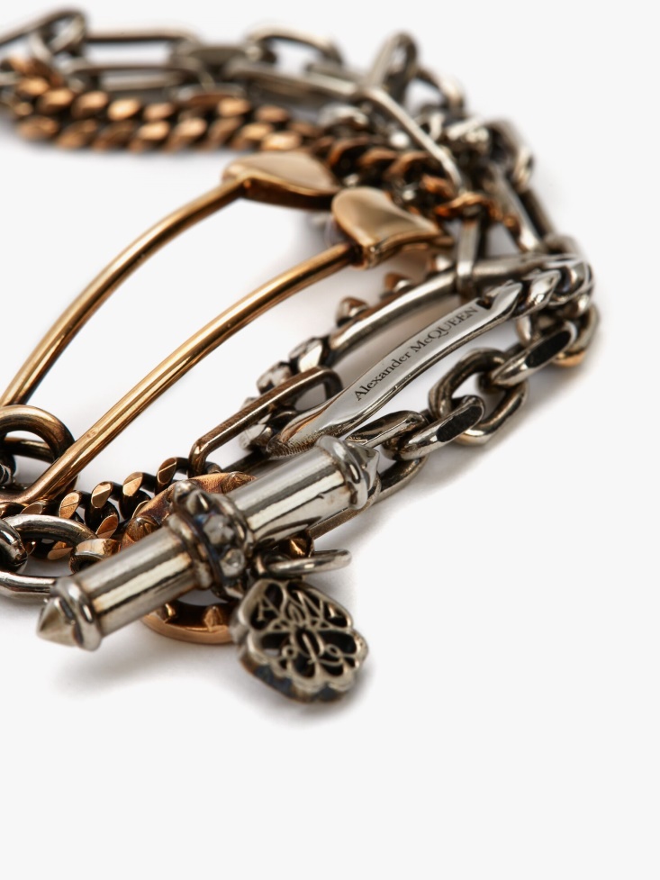 Gold/Silver Fashion Alexander McQueen Women's Safety Pin Bracelet