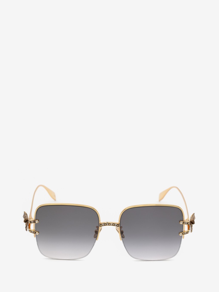Fashion Alexander McQueen Women's Butterfly Jewelled Sunglasses Gold