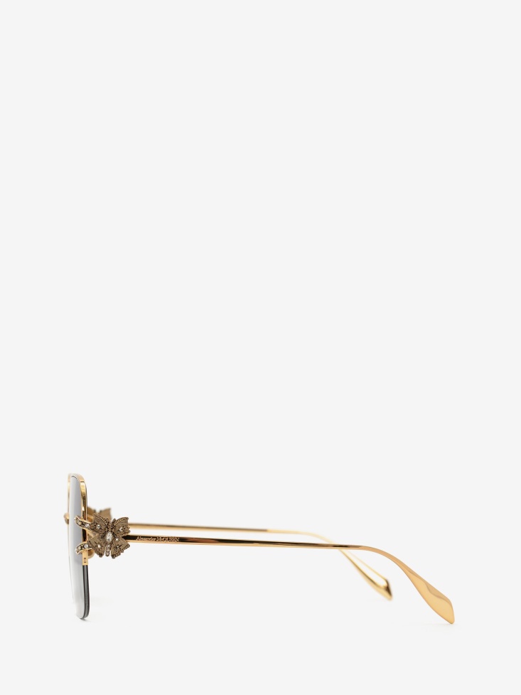 Fashion Alexander McQueen Women's Butterfly Jewelled Sunglasses Gold