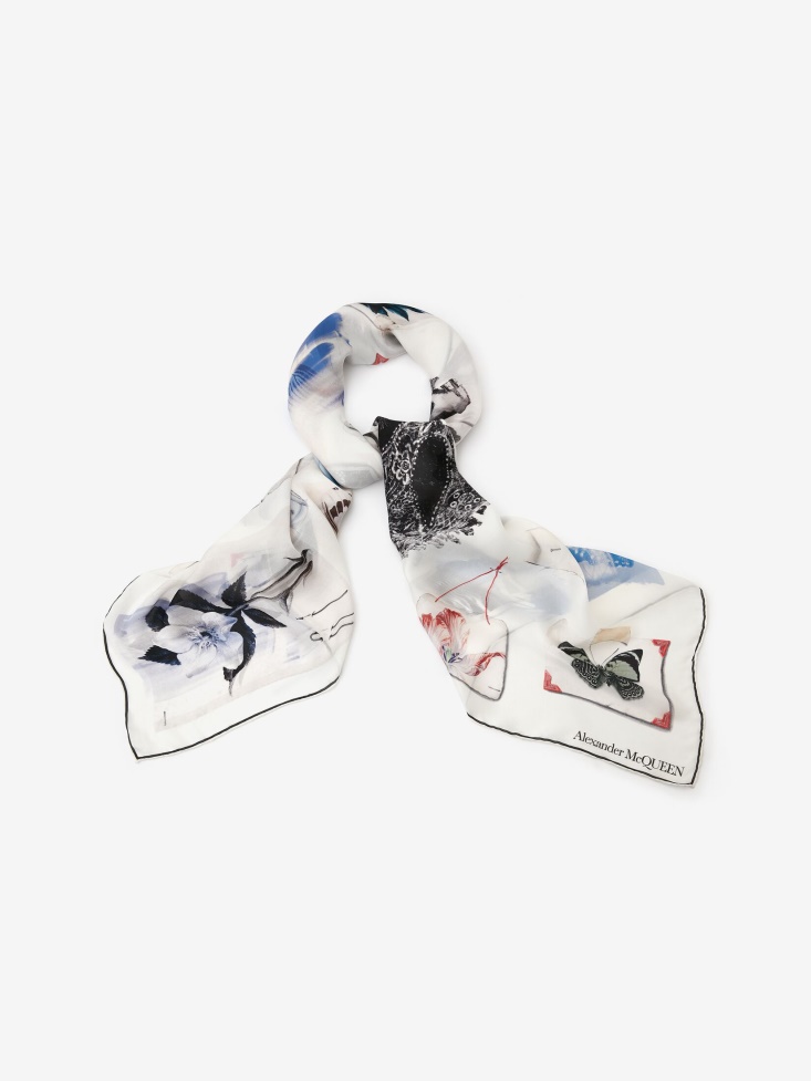 Women's in Memories Silk Shawl Ivory Fashion Alexander McQueen