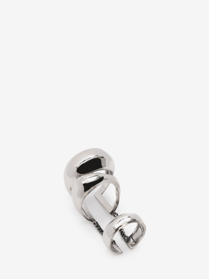 Women's Long Stacked Ring Fashion Alexander McQueen Antique Silver