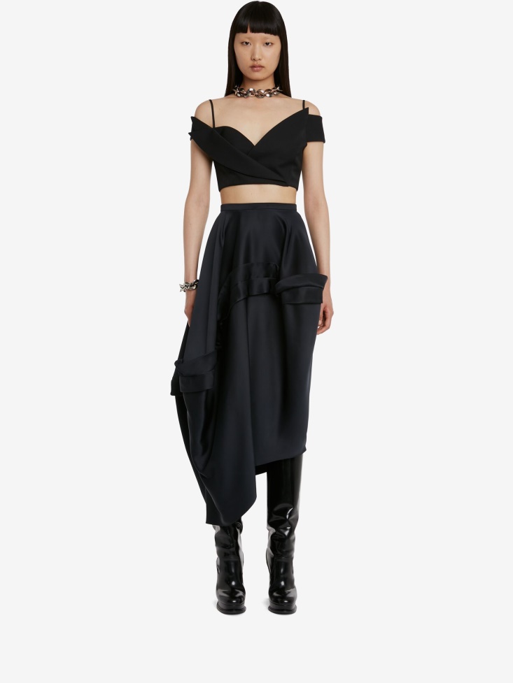 Women's Trompe L'Oeil Tailored Crop Top Black Fashion Alexander McQueen