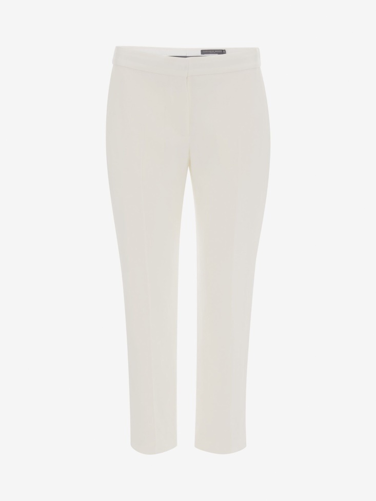 Fashion Alexander McQueen Women's Leaf Crepe Cigarette Trouser Light Ivory