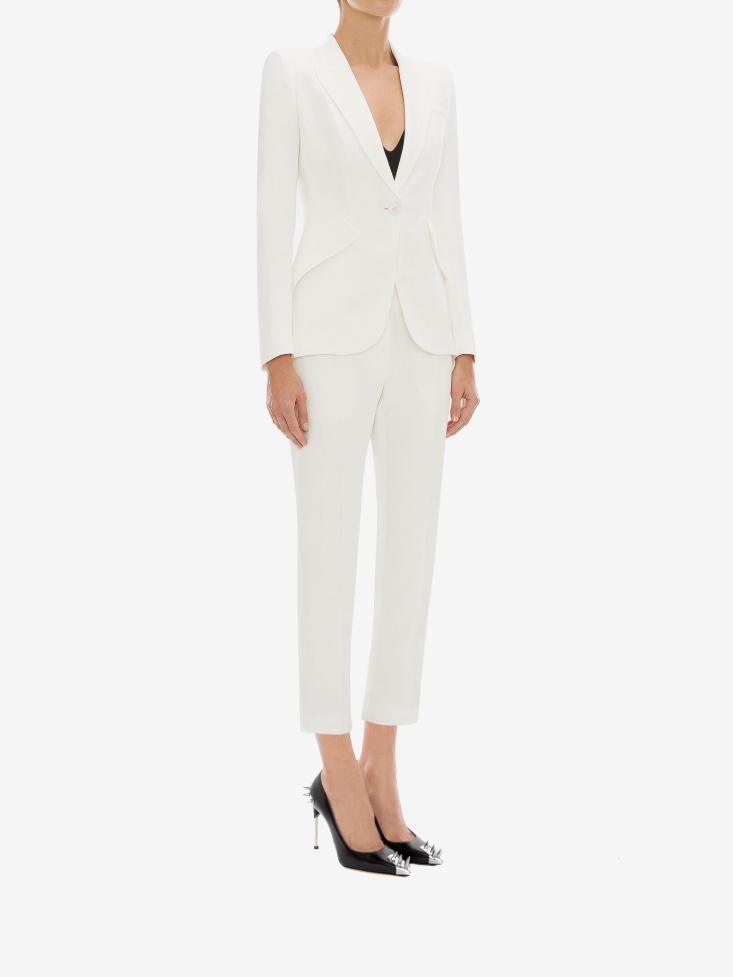 Fashion Alexander McQueen Women's Leaf Crepe Cigarette Trouser Light Ivory