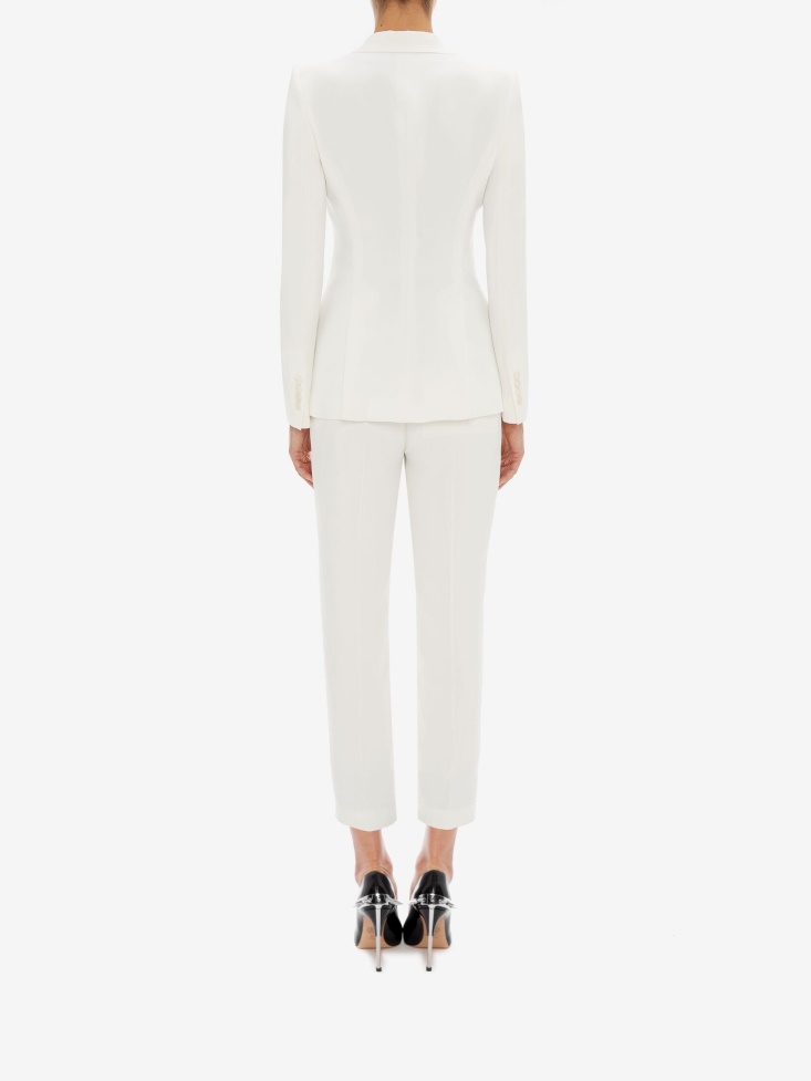 Fashion Alexander McQueen Women's Leaf Crepe Cigarette Trouser Light Ivory
