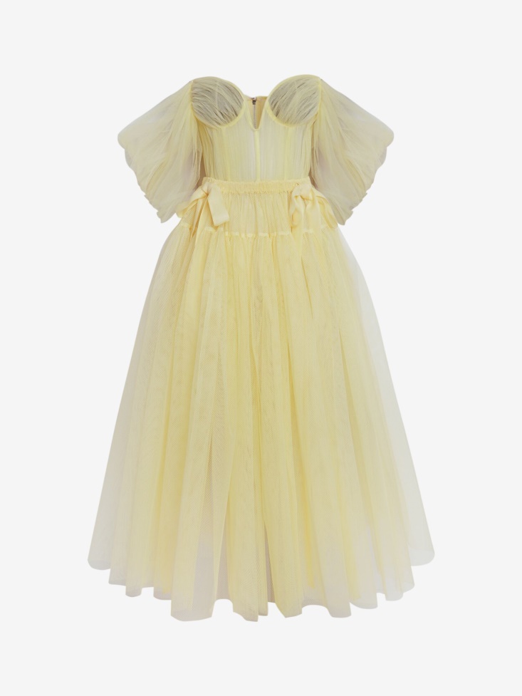 Women's Drop Shoulder Dress Yellow Fashion Alexander McQueen