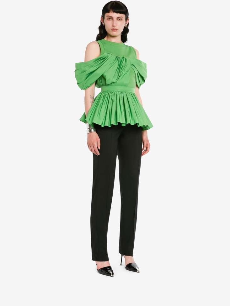 Women's Hybrid Peplum T-Shirt Fashion Alexander McQueen Acid Green
