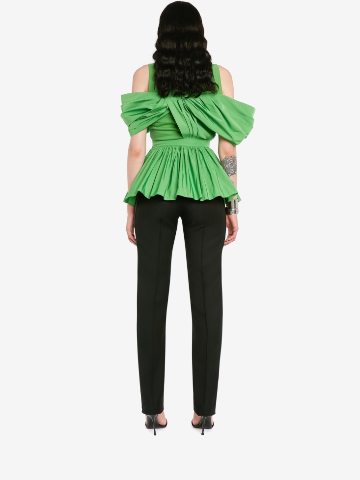 Women's Hybrid Peplum T-Shirt Fashion Alexander McQueen Acid Green