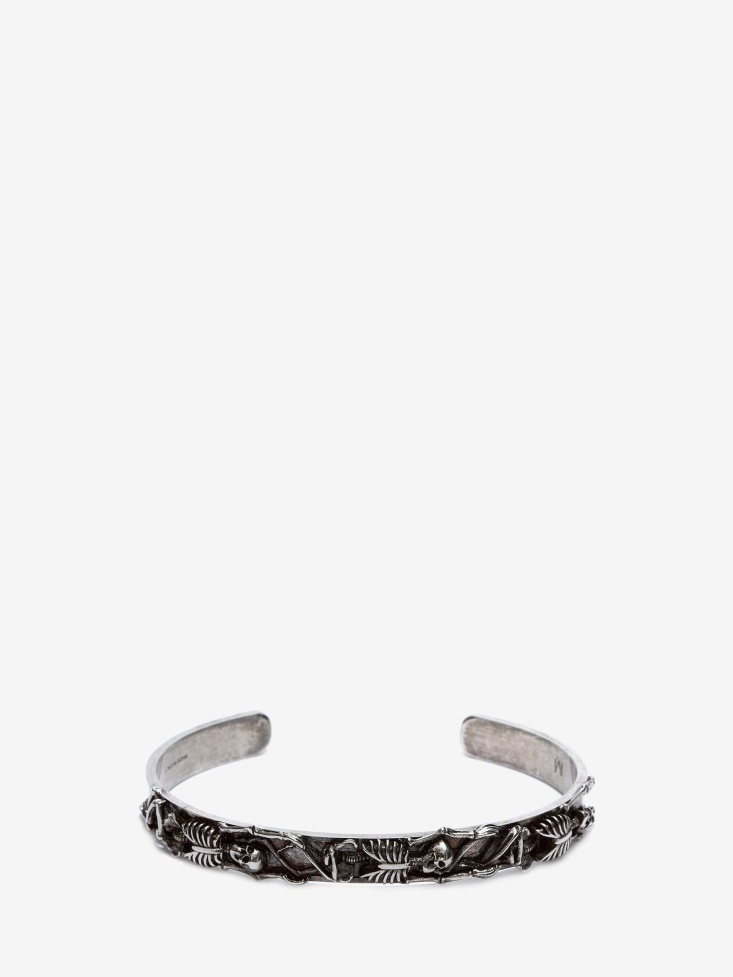 Fashion Alexander McQueen Men's Dancing Skeleton Bracelet Antique Silver