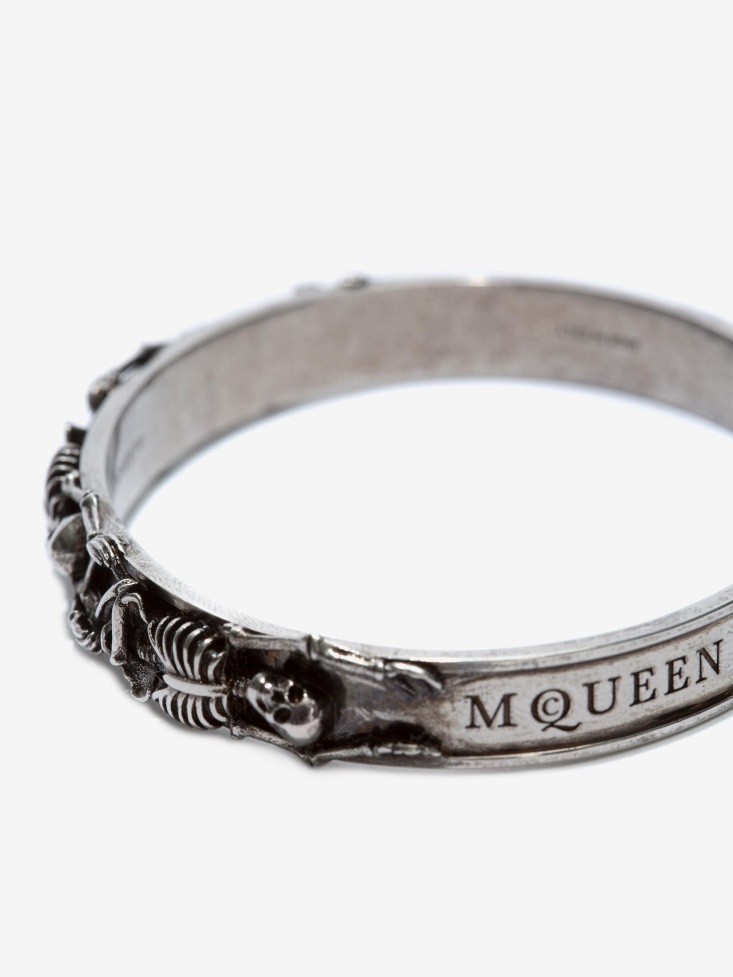 Fashion Alexander McQueen Men's Dancing Skeleton Bracelet Antique Silver