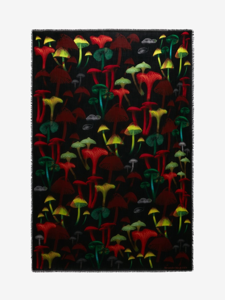 Black/Red Women's Psychedelic Mushroom Stole Fashion Alexander McQueen