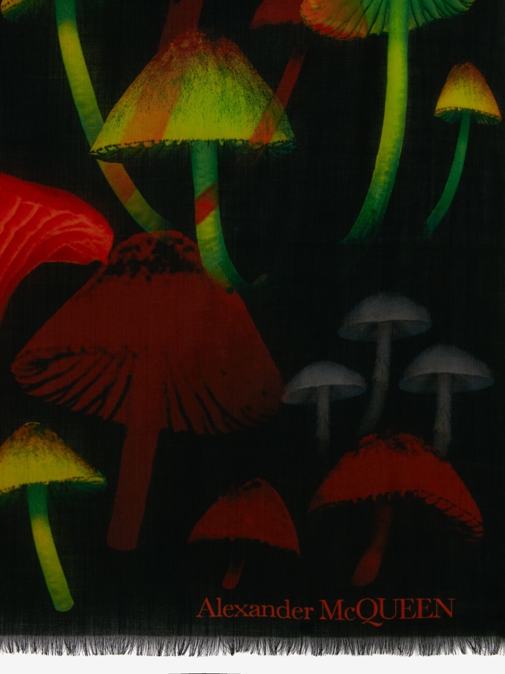 Black/Red Women's Psychedelic Mushroom Stole Fashion Alexander McQueen