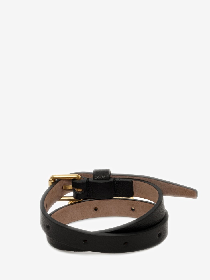 Black Fashion Alexander McQueen Women's Leather Double Wrap Skull Bracelet