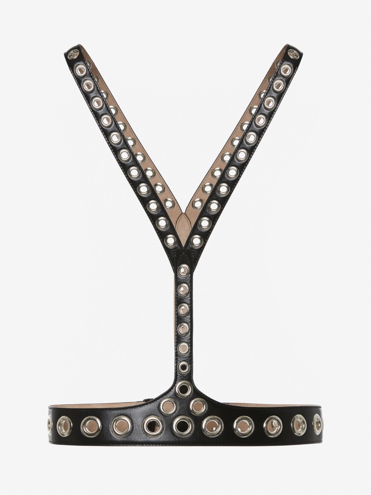 Fashion Alexander McQueen Women's Eyelet Leather Harness Black