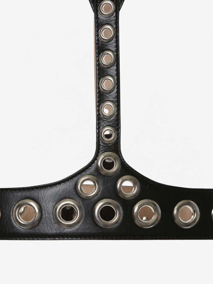 Fashion Alexander McQueen Women's Eyelet Leather Harness Black