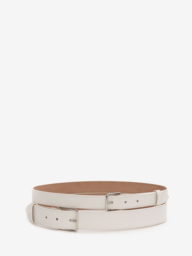 Women's Double Belt Optic White Fashion Alexander McQueen