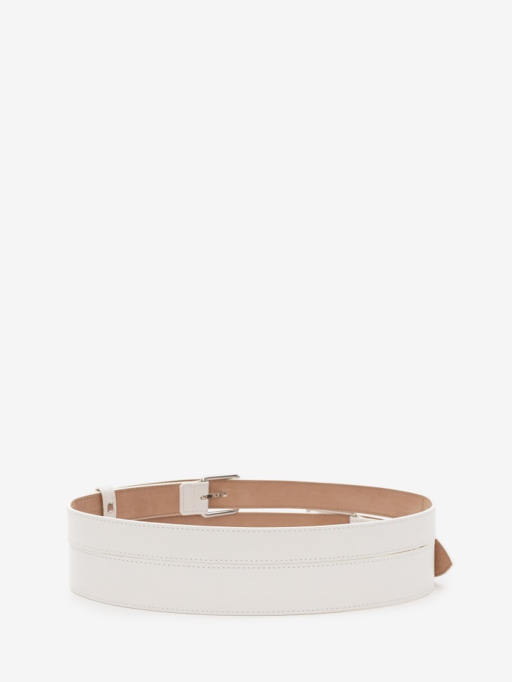 Women's Double Belt Optic White Fashion Alexander McQueen