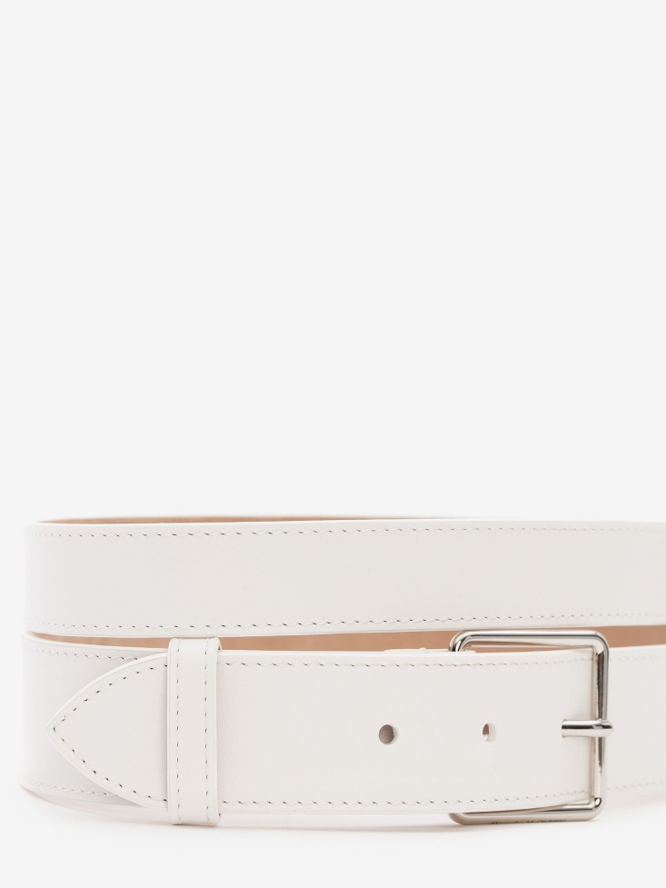 Women's Double Belt Optic White Fashion Alexander McQueen
