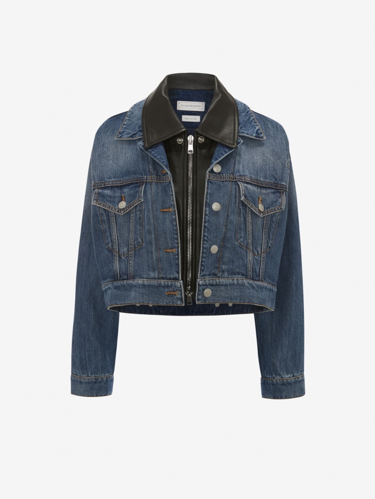 Blue Women's Hybrid Aviator Jacket Fashion Alexander McQueen