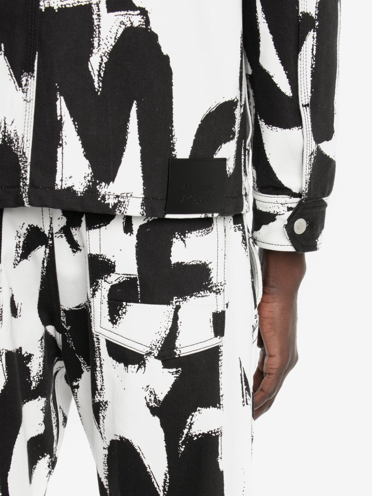 Men's in Graffiti Workwear Jeans Fashion Alexander McQueen White/Black