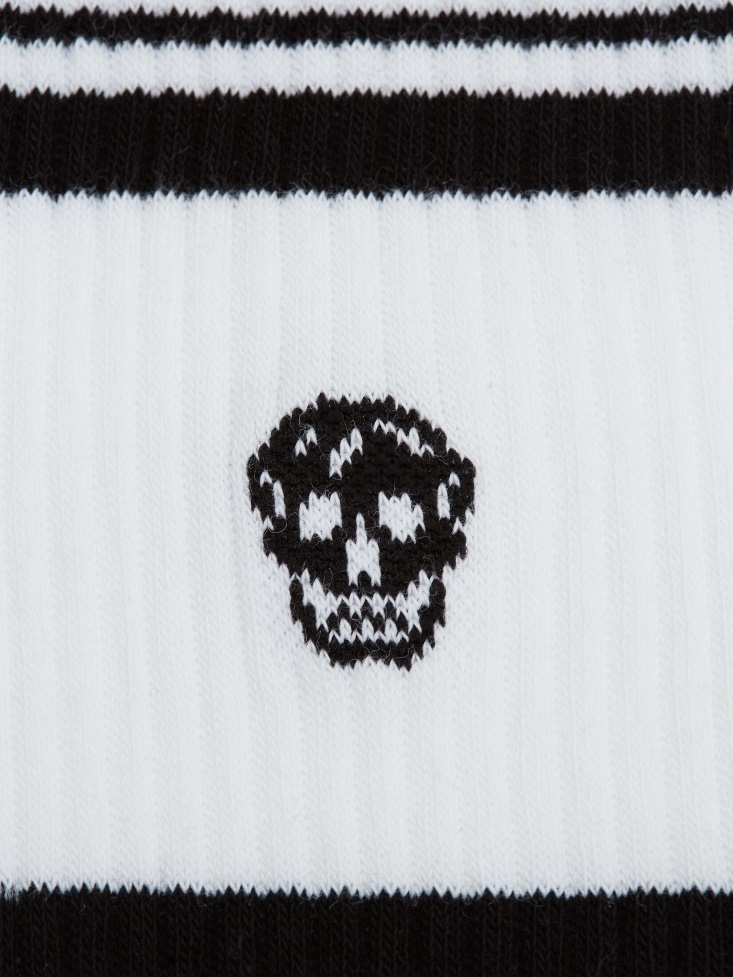 White/Black Fashion Alexander McQueen Women's Skull Sport Socks