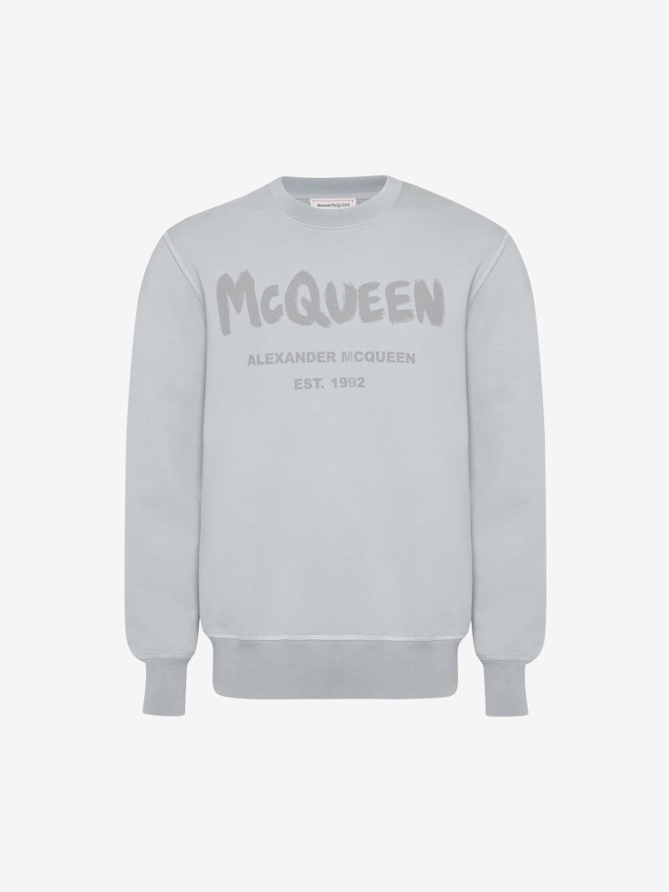 Dove Grey Men's in Graffiti Sweatshirt Fashion Alexander McQueen