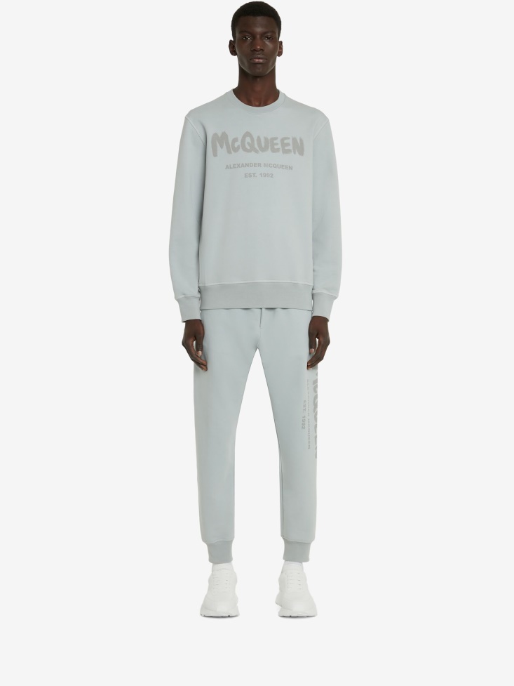 Dove Grey Men's in Graffiti Sweatshirt Fashion Alexander McQueen