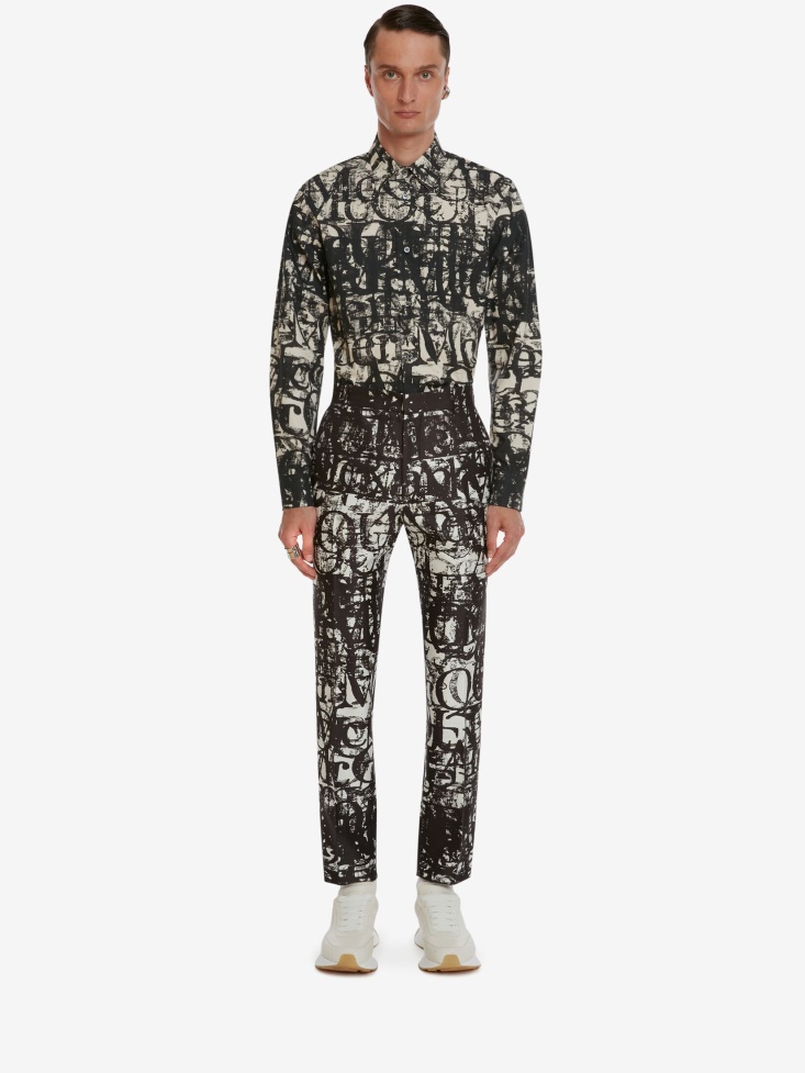 Men's in Logo Stamp Shirt Fashion Alexander McQueen Black/White