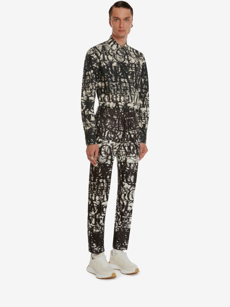 Men's in Logo Stamp Shirt Fashion Alexander McQueen Black/White
