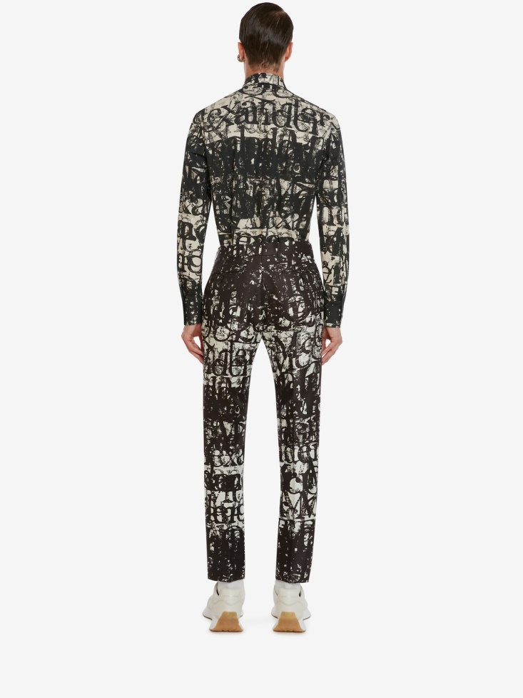 Men's in Logo Stamp Shirt Fashion Alexander McQueen Black/White