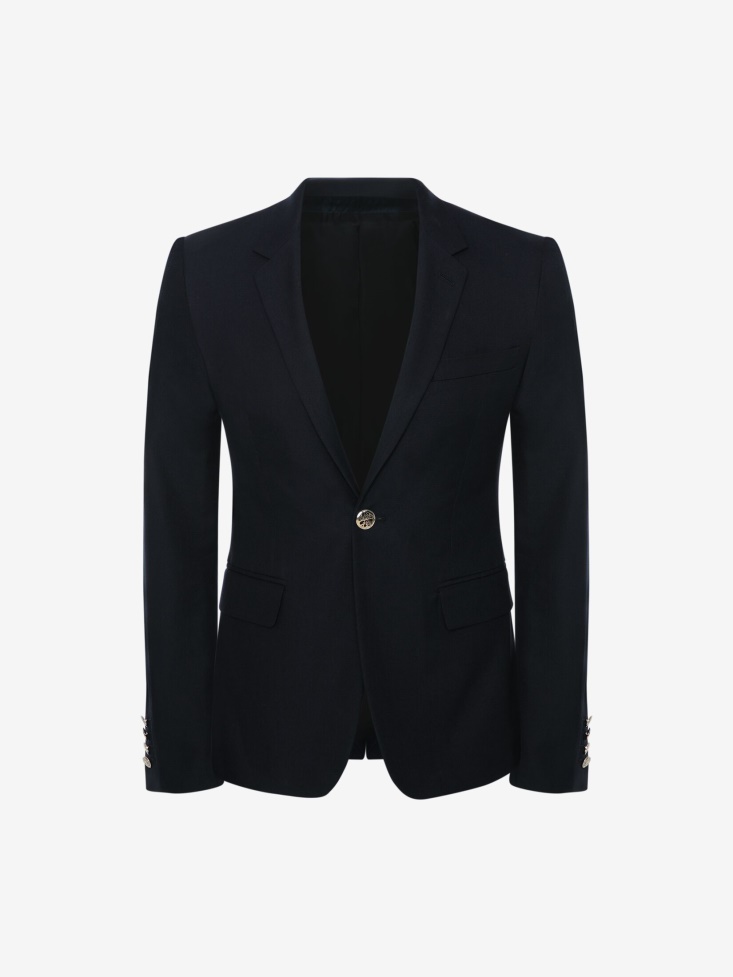 Navy Fashion Alexander McQueen Men's Single-Breasted Jacket
