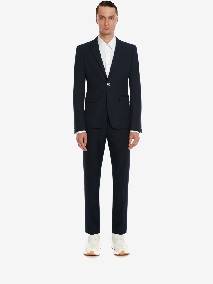 Navy Fashion Alexander McQueen Men's Single-Breasted Jacket
