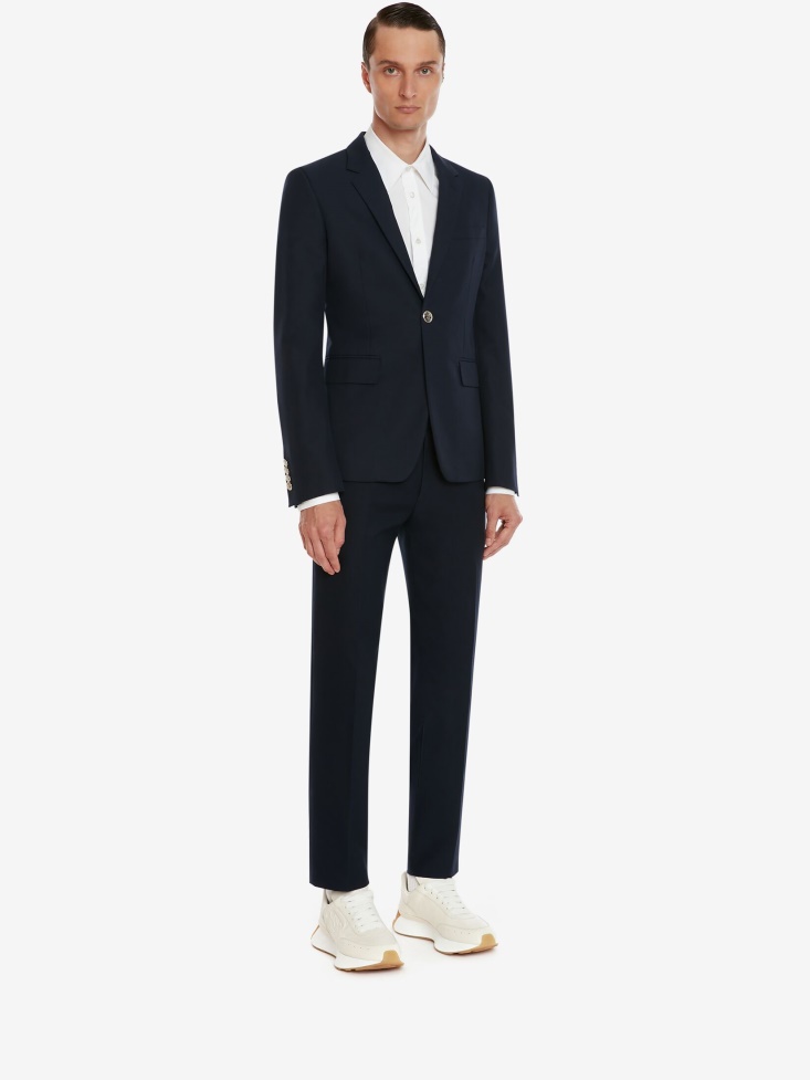 Navy Fashion Alexander McQueen Men's Single-Breasted Jacket