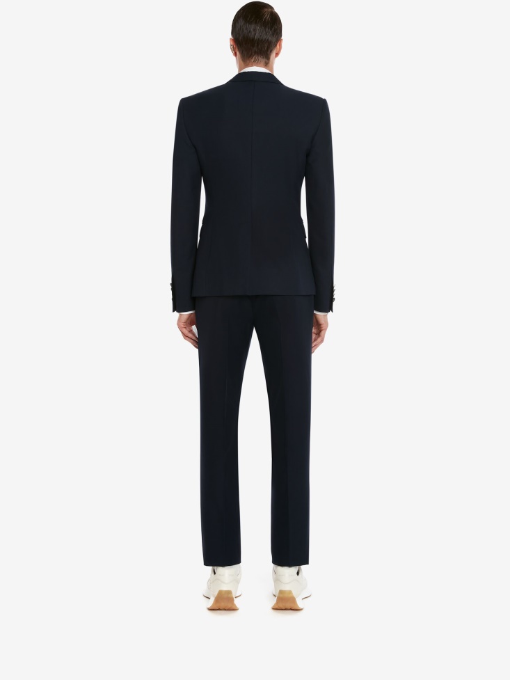 Navy Fashion Alexander McQueen Men's Single-Breasted Jacket