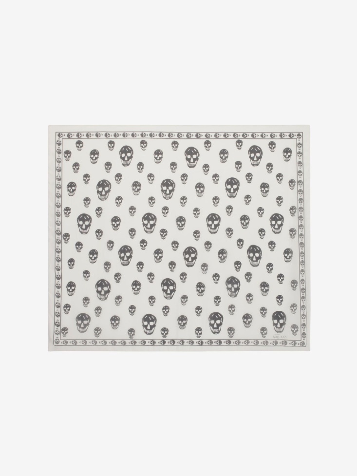 Fashion Alexander McQueen White Women's Classic Silk Chiffon Skull Scarf