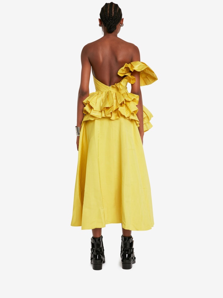 Women's Deconstructed Corset Dress Bright Yellow Fashion Alexander McQueen