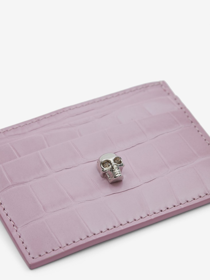 Antique Pink Fashion Alexander McQueen Women's Skull Card Holder