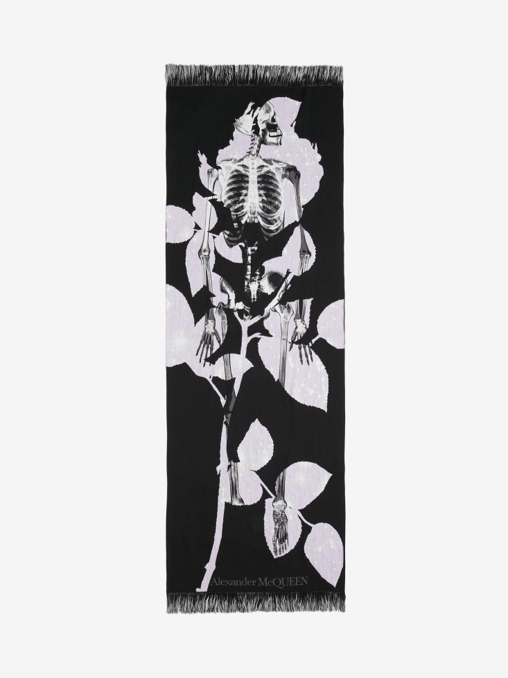 Women's Celestial Skeleton Stole Black/Light Purple Fashion Alexander McQueen